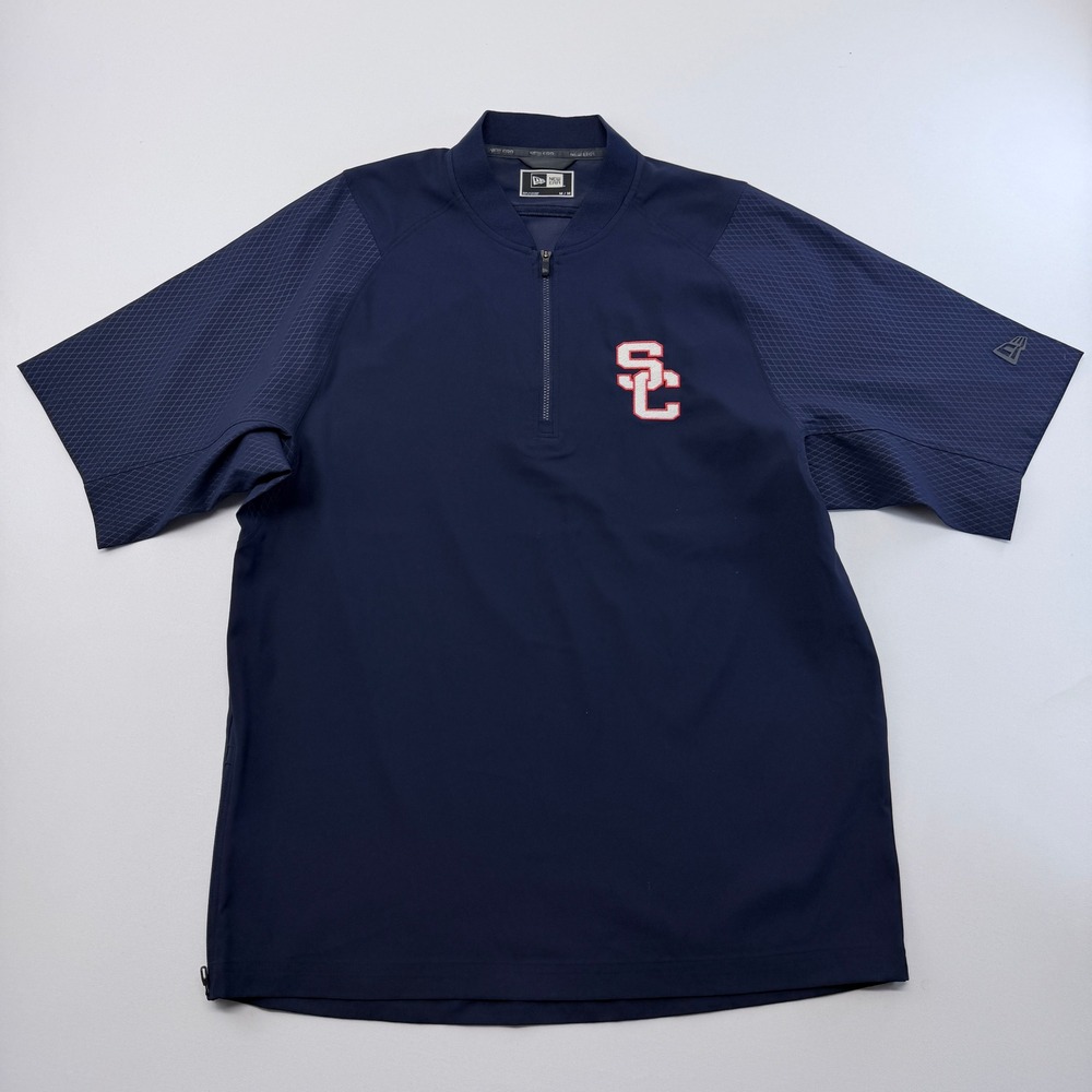 New Era USC Trojans Mens Medium Navy Blue Quarter Zip Short Sleeve Windshirt